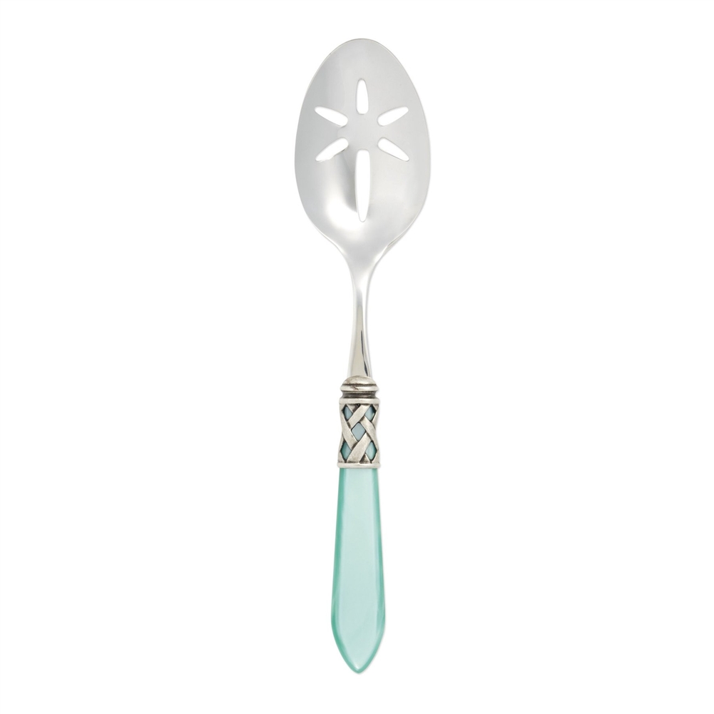 Vietri Aladdin Antique Light Blue Slotted Serving Spoon - ALD-9818LB