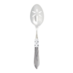 Vietri Aladdin Brilliant Light Gray Slotted Serving Spoon - ALD-9818LG-B