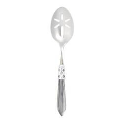 Vietri Aladdin Brilliant Light Gray Slotted Serving Spoon - ALD-9818LG-B