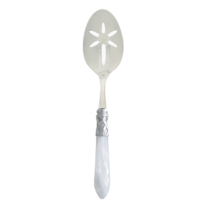 Vietri Aladdin White Brilliant Slotted Serving Spoon