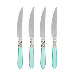 Vietri Aladdin Antique Aqua Steak Knives - Set of 4