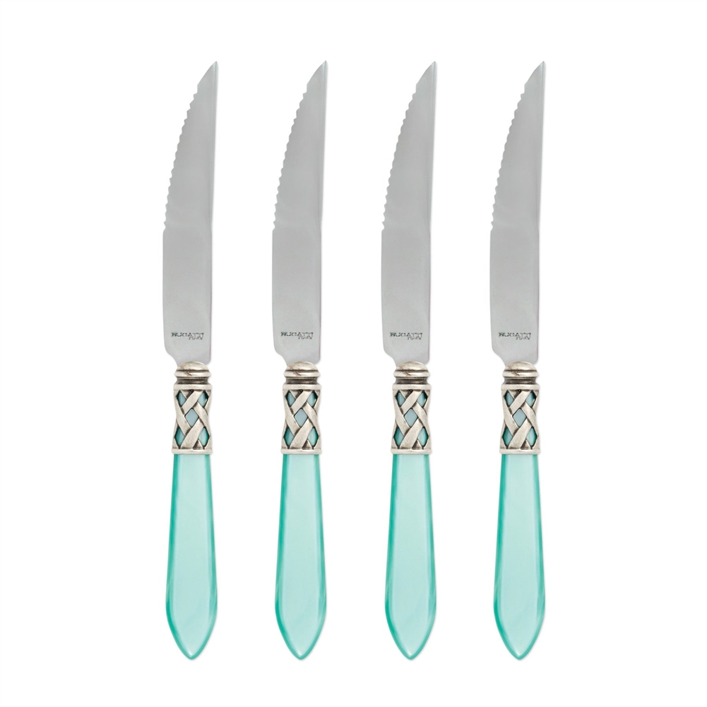 Vietri Aladdin Antique Aqua Steak Knives - Set of 4