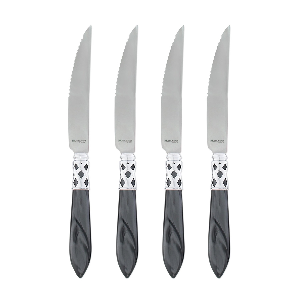 Vietri Aladdin Brilliant Charcoal Steak Knives - Set of 4 - ALD-9824CC-B