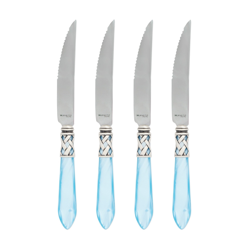 Vietri Aladdin Antique Light Blue Steak Knives - Set of 4 - ALD-9824LB