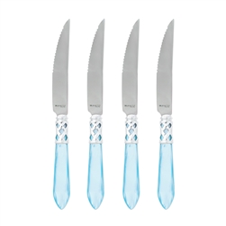 Vietri Aladdin Brilliant Light Blue Steak Knives - Set of 4 - ALD-9824LB-B