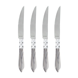 Vietri Aladdin Brilliant Light Gray Steak Knives - Set of 4 - ALD-9824LG-B