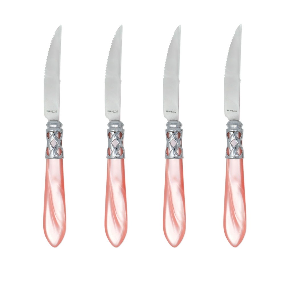 Vietri Aladdin Antique Light Pink Steak Knives Set-4