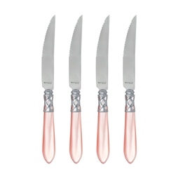 Vietri Aladdin Brilliant Light Pink Steak Knives Set-4