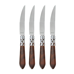 Vietri Aladdin Tortoiseshell Brilliant Steak Knife Set 4