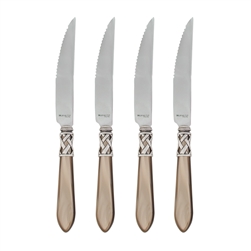 Vietri Aladdin Brilliant Taupe Steak Knives - Set of 4 - ALD-9824TP-B