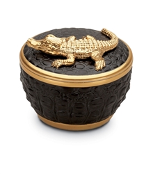 L'objet Gold Crocodile Candle on Black Porcelain Base