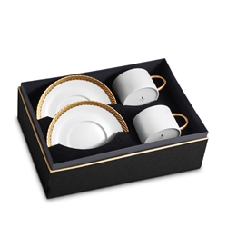 L'objet Corde Gold Tea Cup+Saucer Set of 2