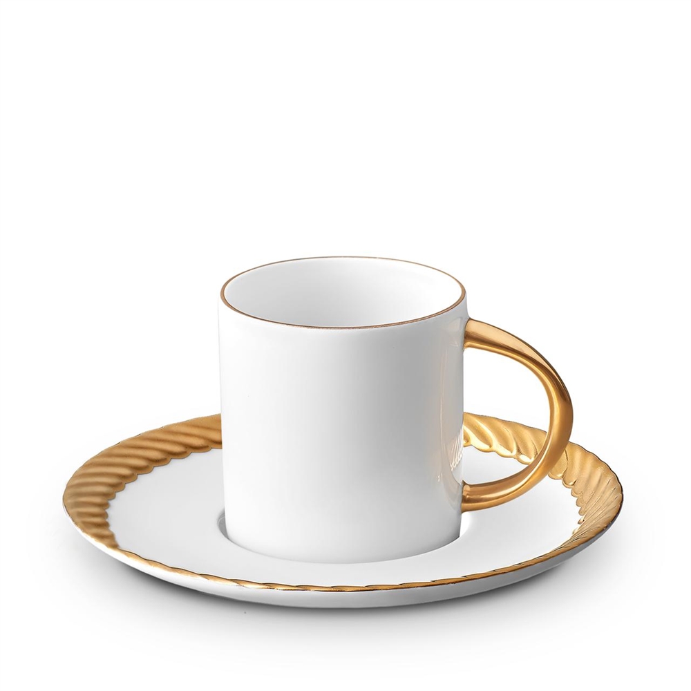 L'objet Corde Gold Espresso Cup + Saucer Set of 6