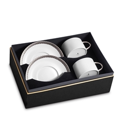 L'objet Corde Platinum Tea Cup+Saucer Set of 2