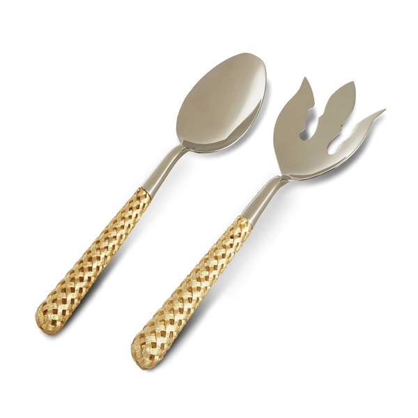 L'Objet Gold Hollow Braid Serving Set