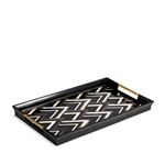 L'Objet Deco Noir Rectangular Tray - Black + Grey + White Natural Shells - Large