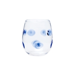 Vietri Drop Stemless Wine Glass - Blue - DRP-5421B