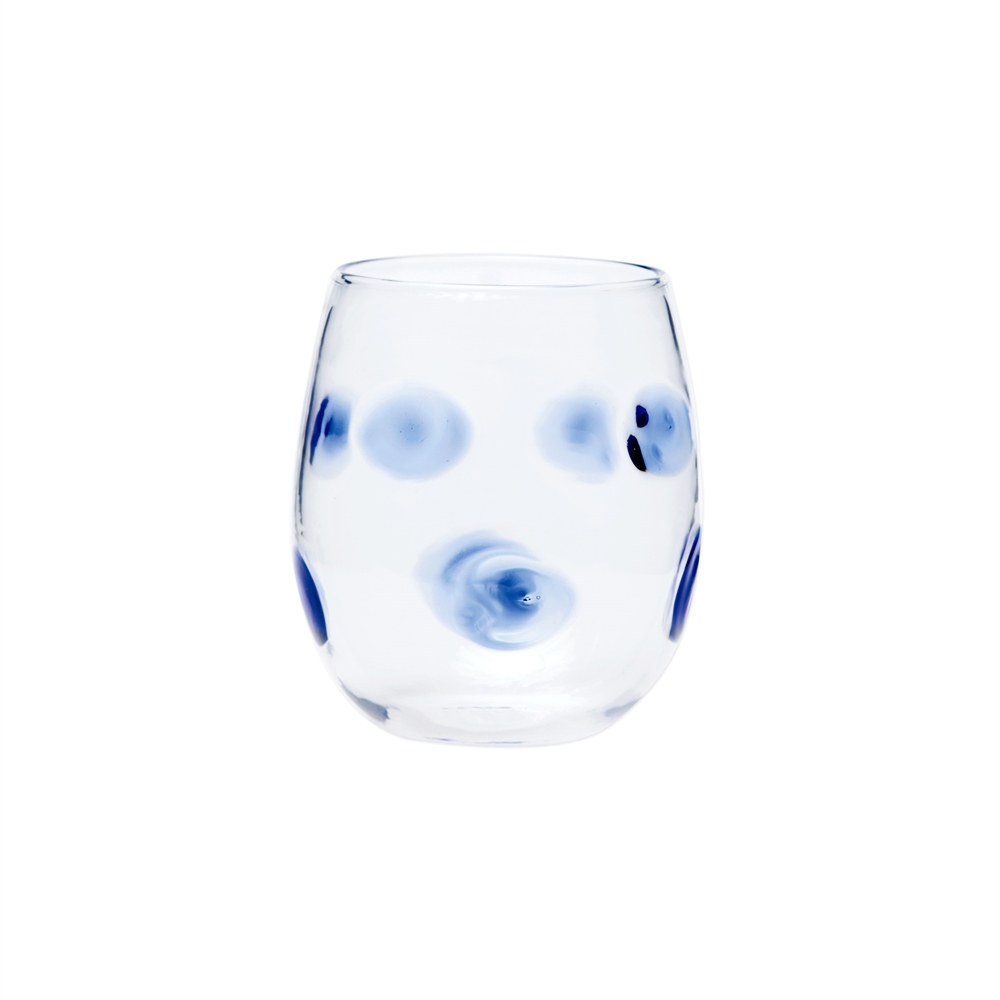 Vietri Drop Stemless Wine Glass - Blue - DRP-5421B