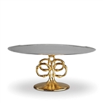 L'Objet Evoca Nickelplate Cake Plate, 24kt Gold Bamboo Base