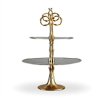 L'Objet Evoca 2 Tier Platter with 24k Gold Bamboo Stand