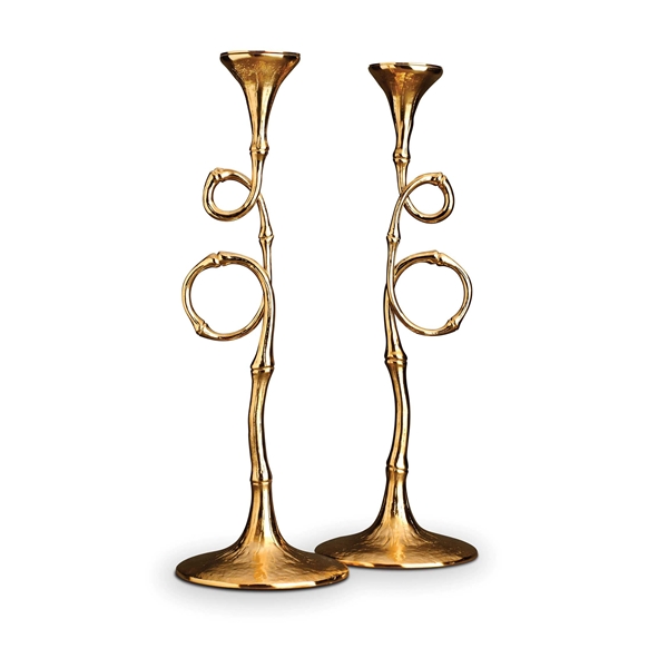 L'Objet Evoca 24kt Gold Plated Candlesticks Pair