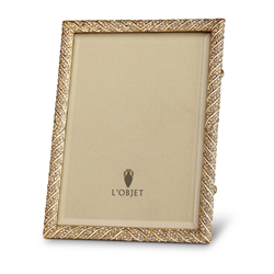 L'Objet Frames Deco Twist Gold + White Crystals 5x7 Frame