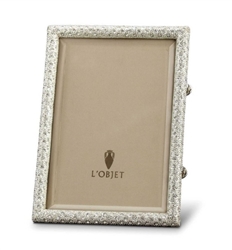 L'Objet White Crystals On Platinum Rectangular Frame 4x6