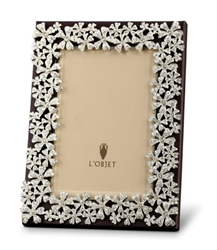 L'Objet Platinum Garland Frame + White Crystals 4x6