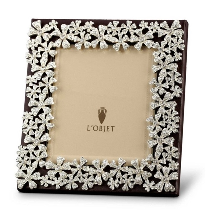 L'Objet Platinum Garland Frame + White Crystals 5x5