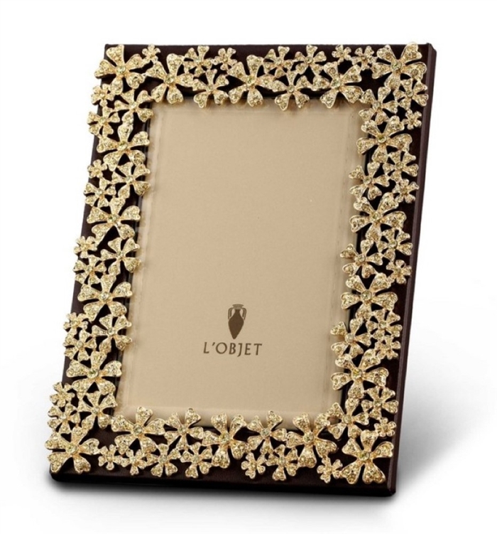 L'Objet Gold Plated Garland Photo Frame + Yellow Crystals 5x7