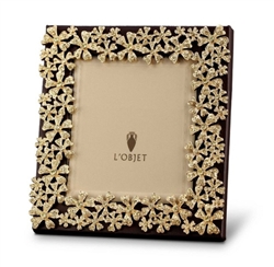 L'Objet Gold Plated Garland Photo Frame w/Yellow Crystals 5x5
