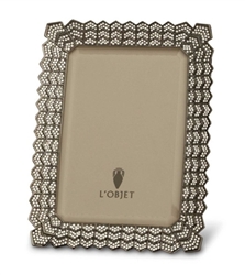 L'Objet Deco Noir 5x7 Photo Frame Oxidized Platinum w/ Swarovski Crystals