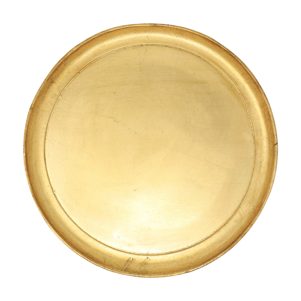Vietri Florentine Wooden Accessories Gold Medium Round Tray