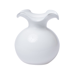 Hibiscus Glass White Small Fluted Vase - HBS-8581W