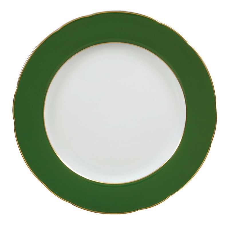 Bernardaud Marie Antoinette Service Plate Scalloped Green Rim
