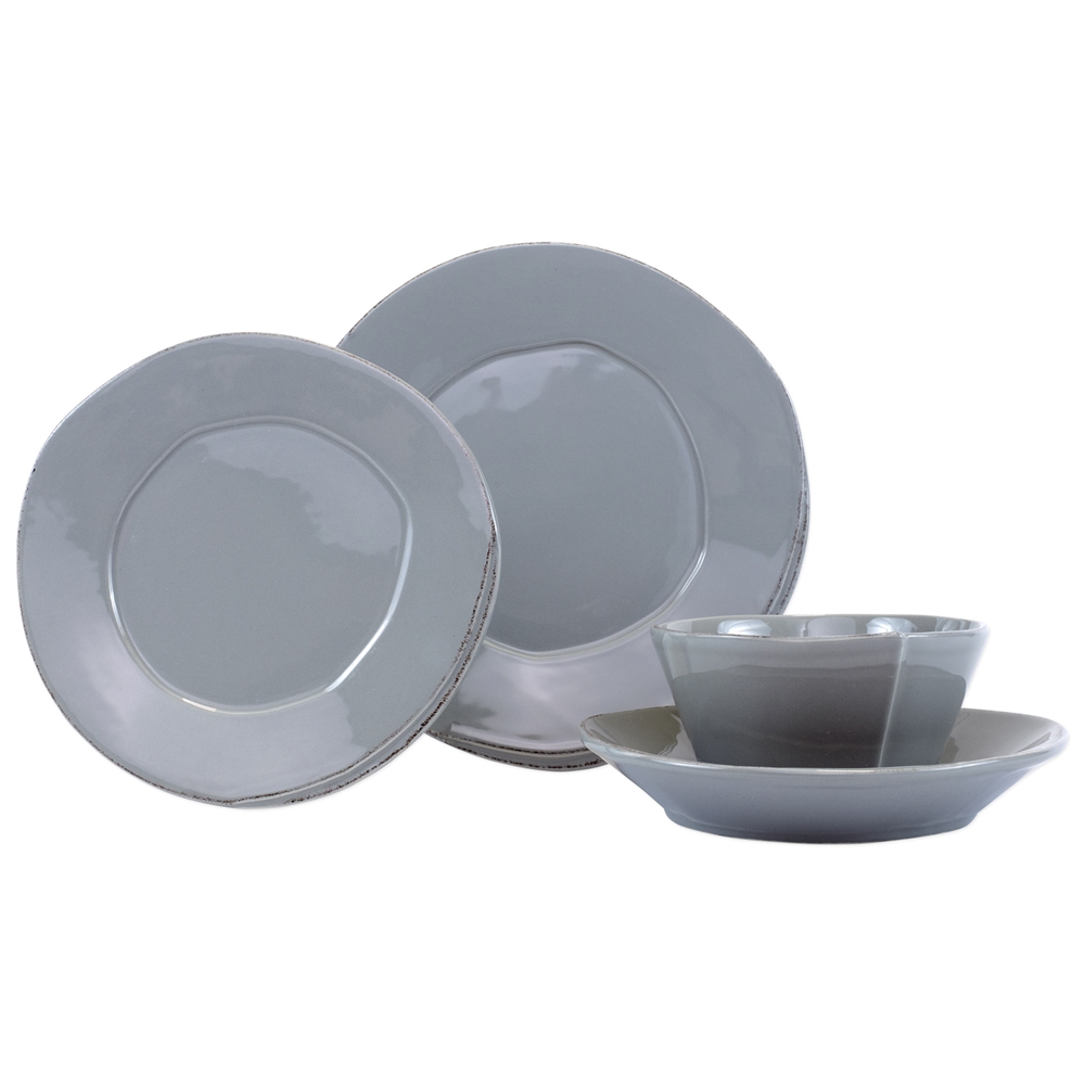 Vietri Lastra Gray Four-Piece Place Setting - LAS-2600GS-4