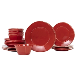 Vietri Lastra Red Sixteen-Piece Place Setting - LAS-2600RS-16