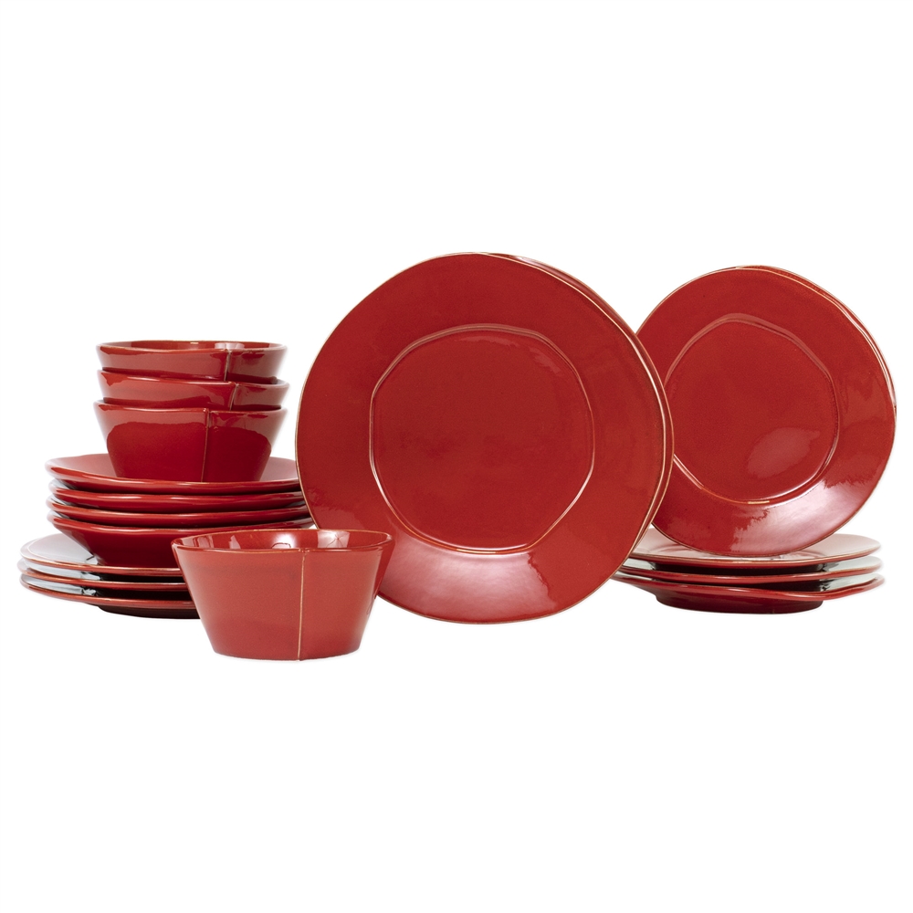 Vietri Lastra Red Sixteen-Piece Place Setting - LAS-2600RS-16