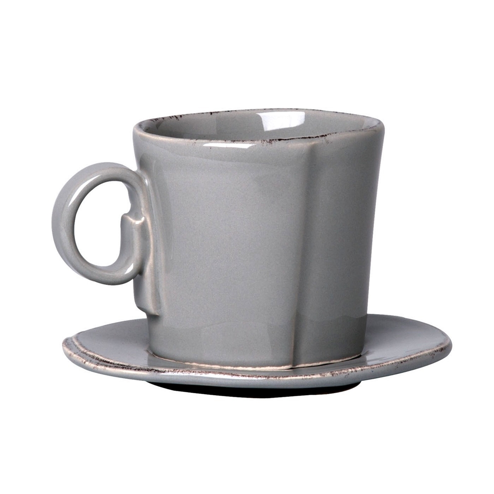 Vietri Lastra Gray Espresso Cup & Saucer