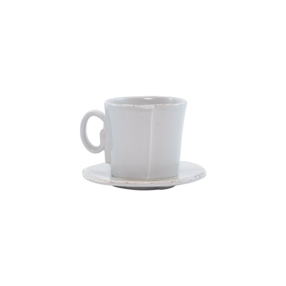 Vietri Lastra Light Gray Espresso Cup & Saucer - LAS-2609LG