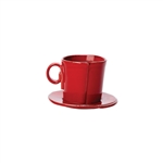 Vietri Lastra Red Espresso Cup and Saucer - LAS-2609R