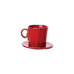 Vietri Lastra Red Espresso Cup and Saucer - LAS-2609R