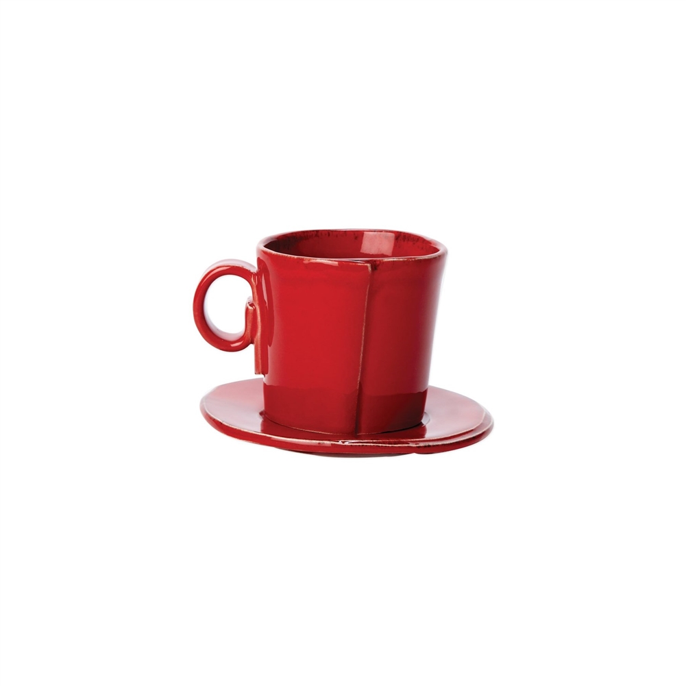 Vietri Lastra Red Espresso Cup and Saucer - LAS-2609R