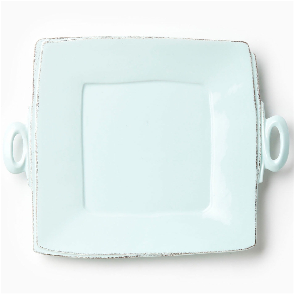 Vietri Lastra Aqua Handled Square Platter