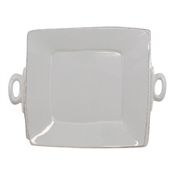 Vietri Lastra Light Gray Handled Square Platter - LAS-2628LG