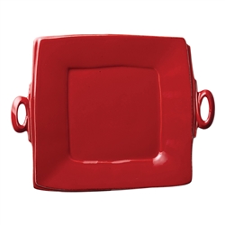 Vietri Lastra Red Handled Square Platter - LAS-2628R