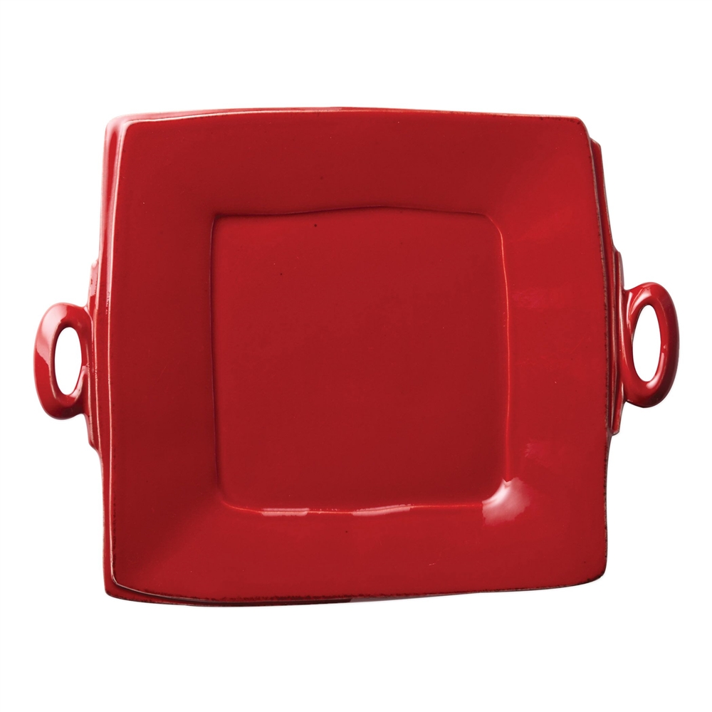 Vietri Lastra Red Handled Square Platter - LAS-2628R