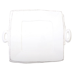 Vietri Lastra White Handled Square Platter