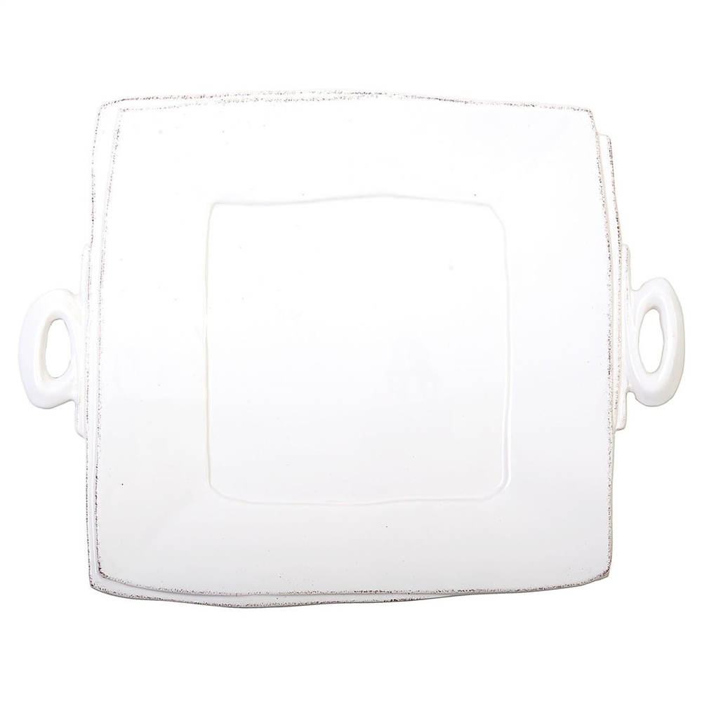 Vietri Lastra White Handled Square Platter