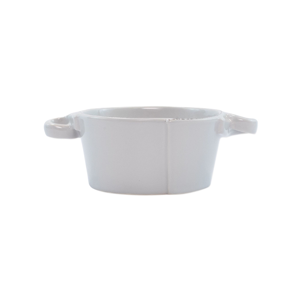 Vietri Lastra Light Gray Small Handled Bowl - LAS-2651LG